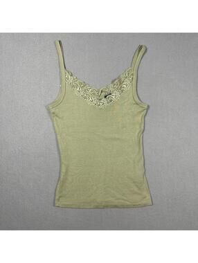 GAP women’s Tank Top Green Lace Detail Y2K